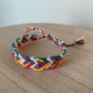 Handmade Woven Friendship Bracelet OS Multicolor Unisex Braided Cotton